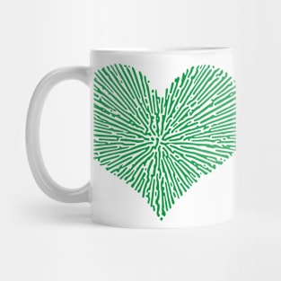 Turing Pattern Sunburst Love Heart (Green) Mug